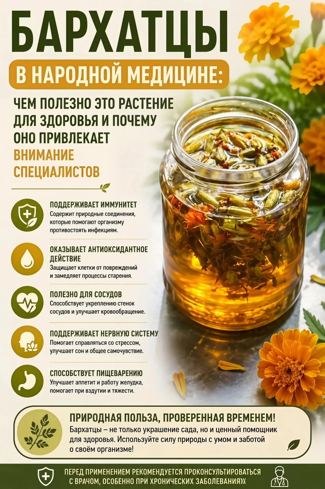 ☝️Бархатцы известны не только как яркое украшение сада, но и как растение, которое трад...
