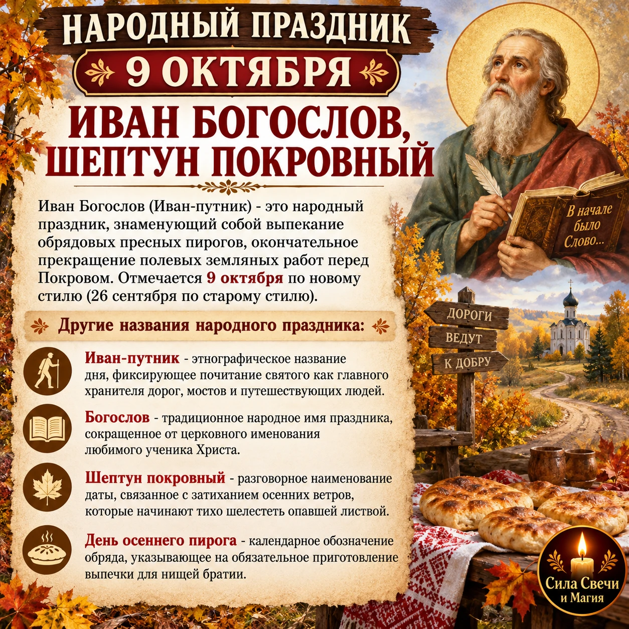 🥧 9 октября — день, когда делились последним и берегли дорогу