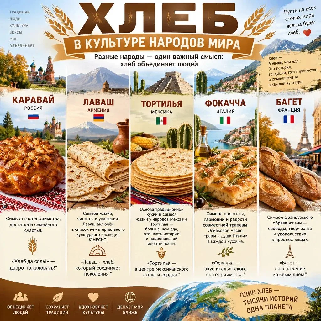 ✳️Хлеб — один из древнейших продуктов, и у каждого народа с ним связаны свои традиции и...
