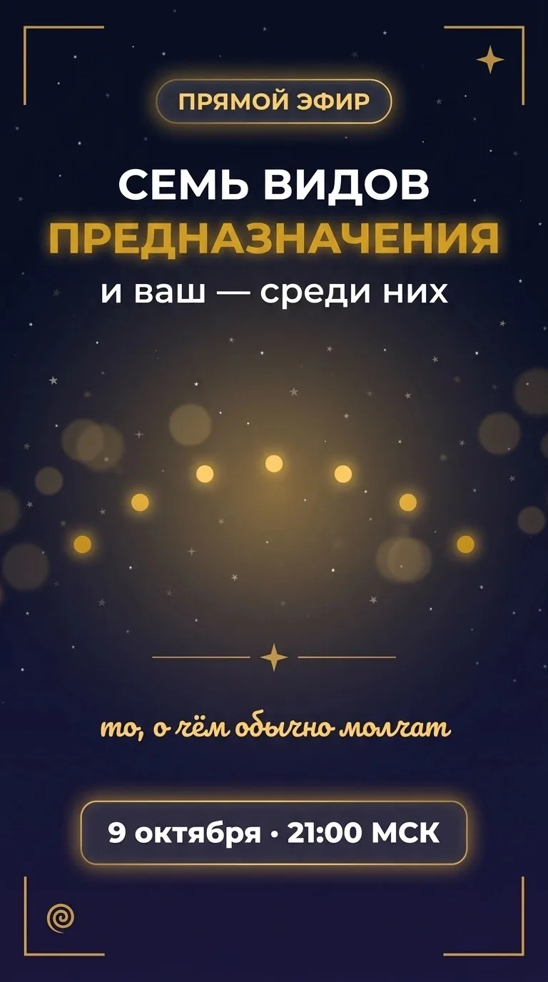 Завтра в 21:00 — эфир про предназначение. Расскажу то, о чём обычно молчат