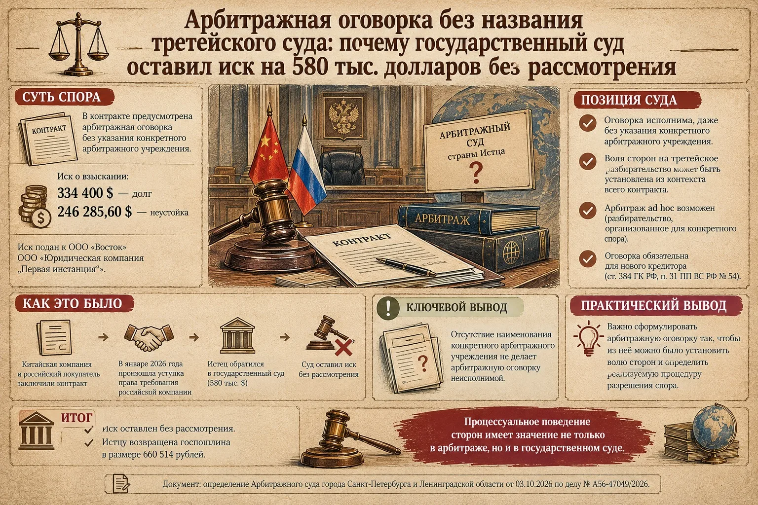 Арбитражная оговорка без названия третейского суда: почему государственный суд оставил ...