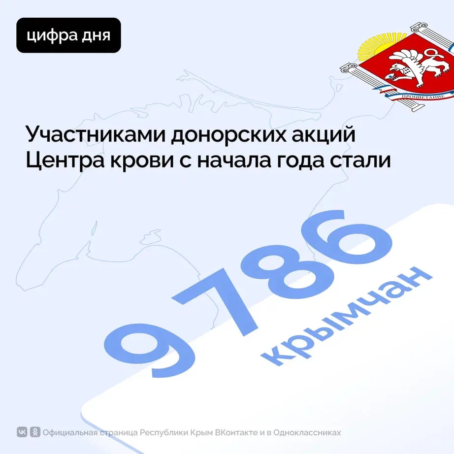 🩸 В этом году почти 9 800 крымчан сдали кровь в рамках донорских акций