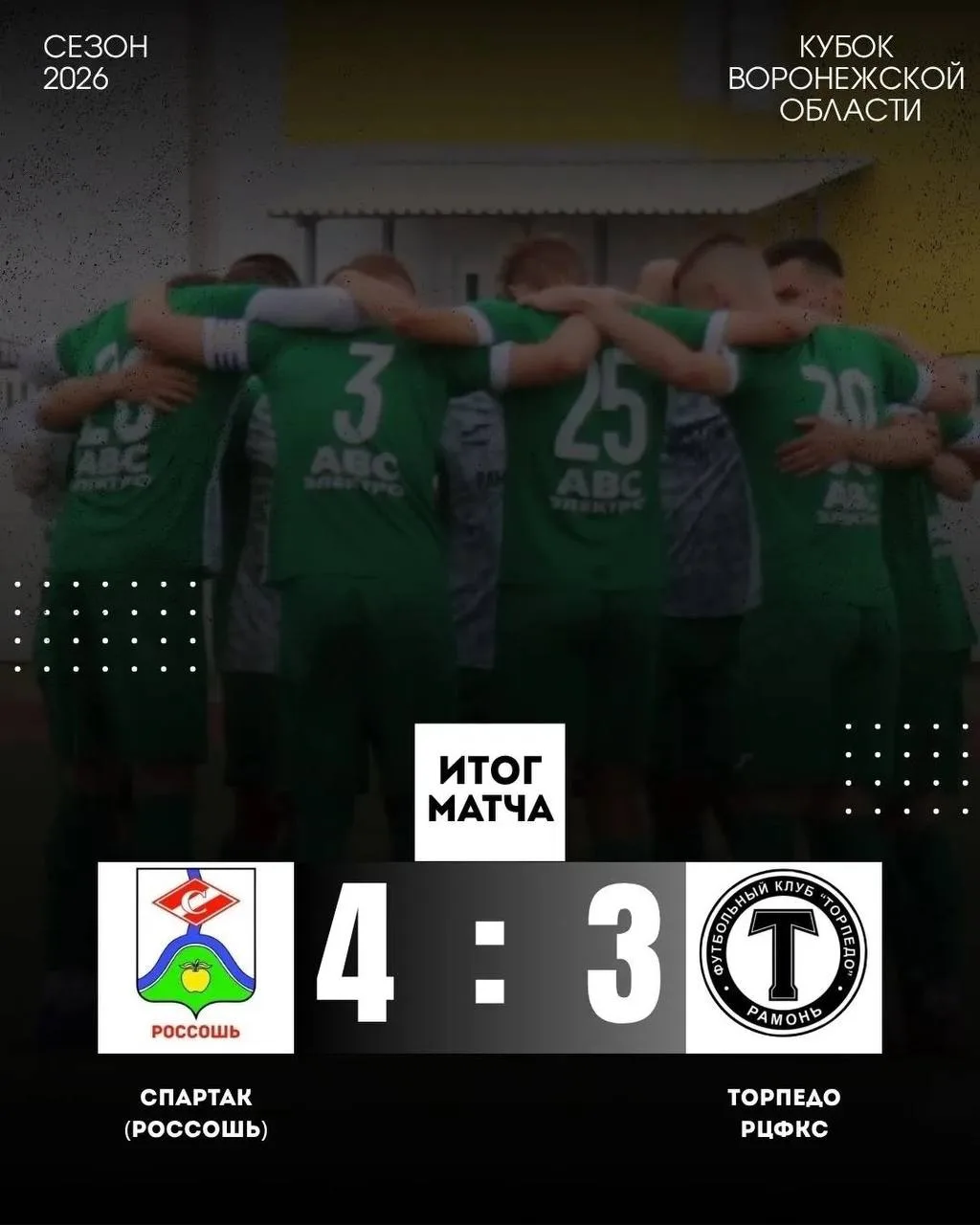 ⚽ Рамонское «Торпедо» вышло в полуфинал Кубка Воронежской области.