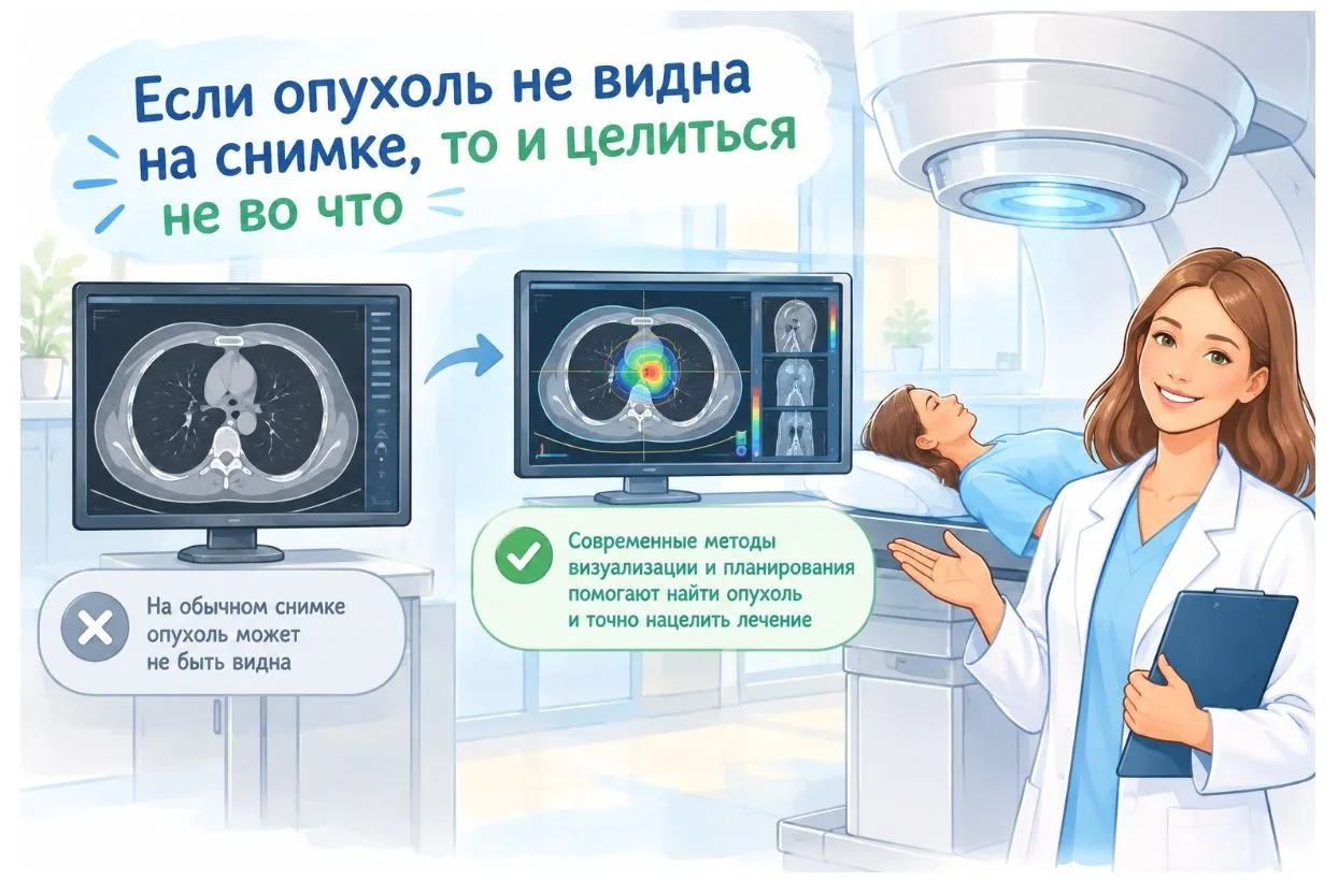✅ Вы смотрите на снимок КТ и не находите опухоль. А врач говорит: вот здесь будем облуч...