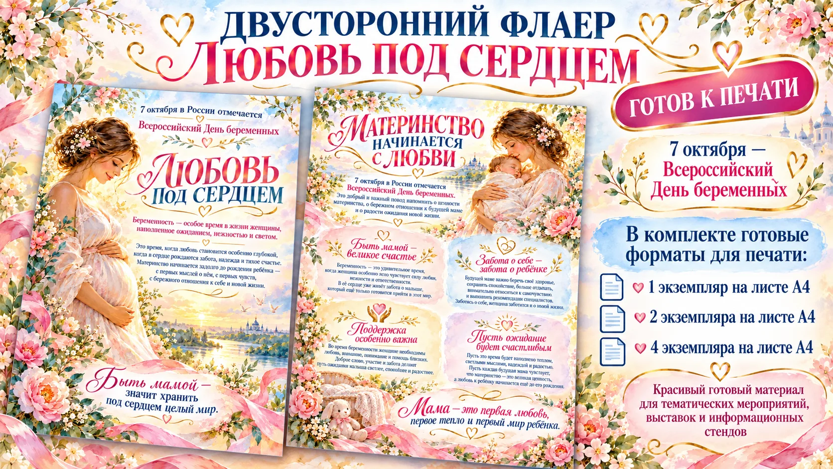 🤰 Двусторонний флаер «Любовь под сердцем»