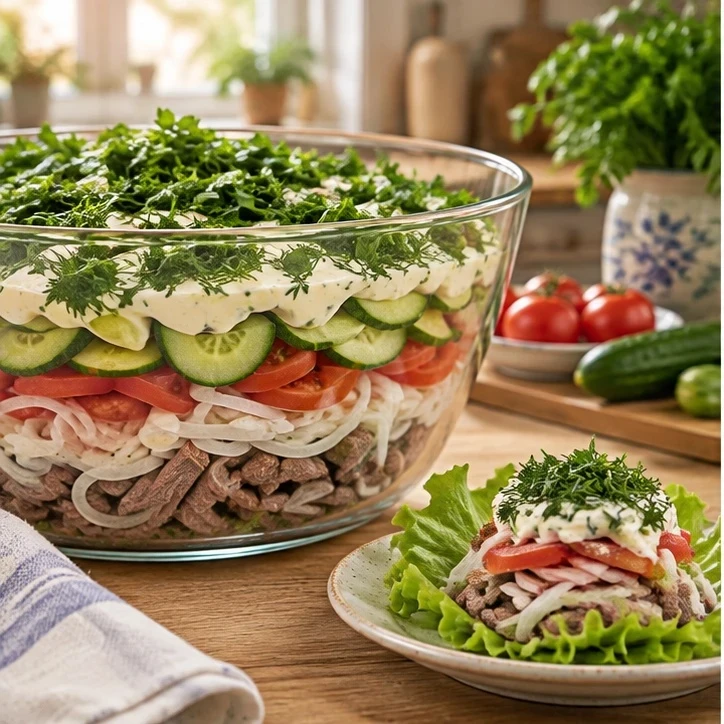 🥗 Салат «Охотничий» с говядиной