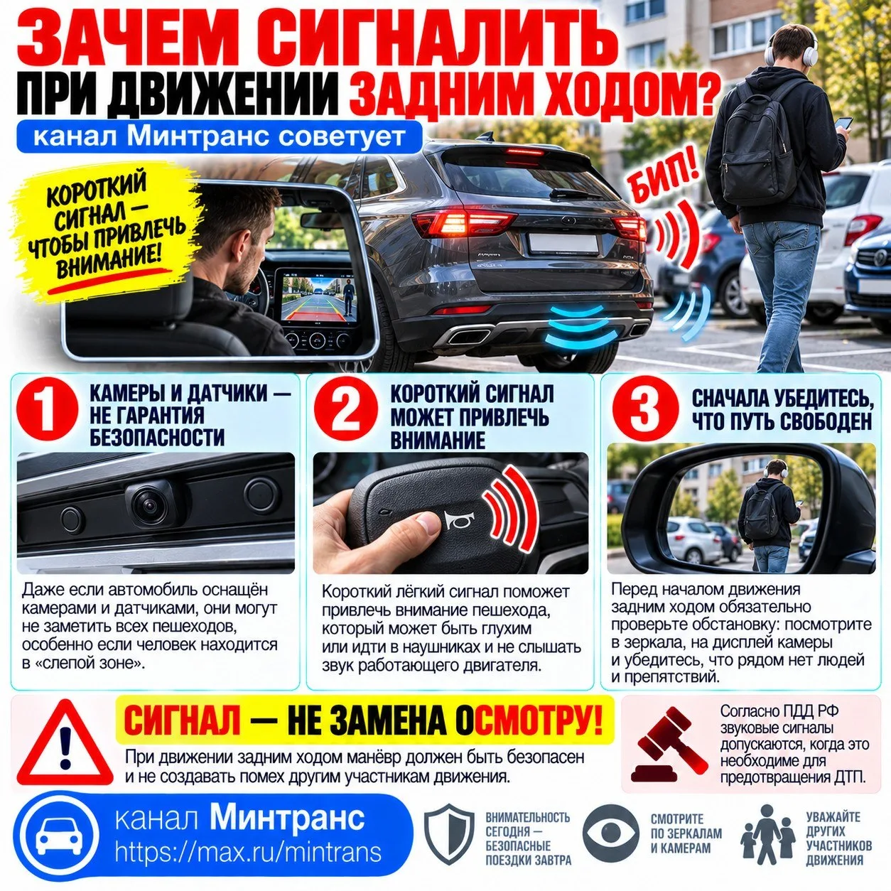 ЗАЧЕМ СИГНАЛИТЬ ПРИ ДВИЖЕНИИ ЗАДНИМ ХОДОМ?