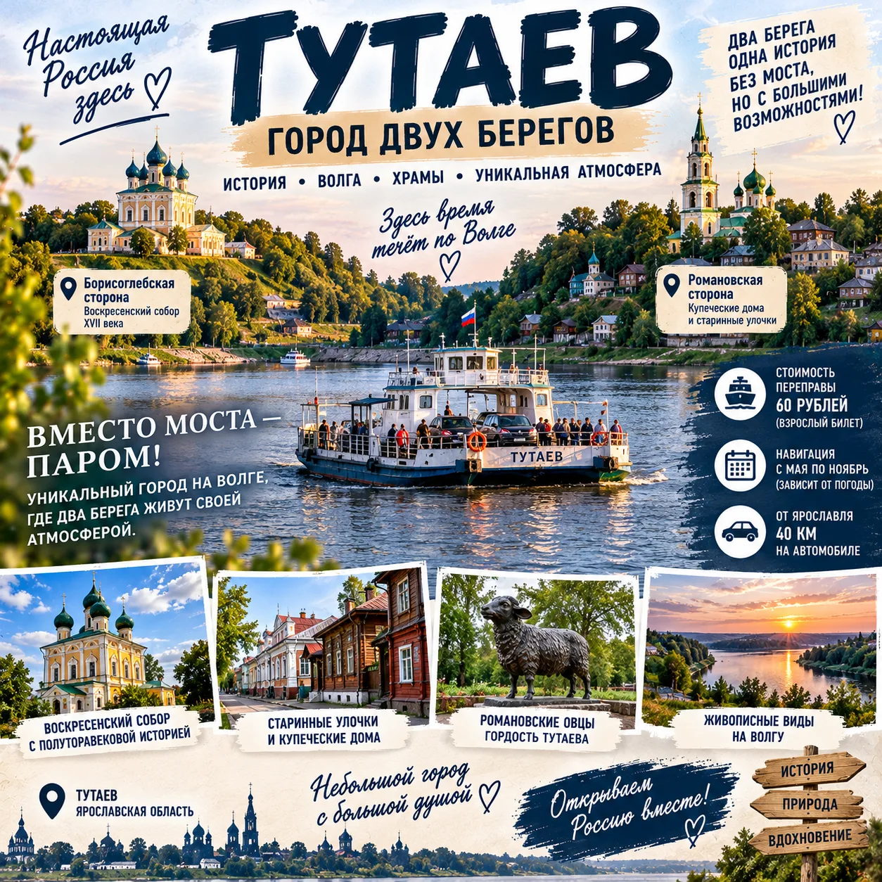 🇷🇺 ТУТАЕВ: РОССИЙСКИЙ ГОРОД, ГДЕ ДВА БЕРЕГА ЖИВУТ БЕЗ МОСТА! ⛴️