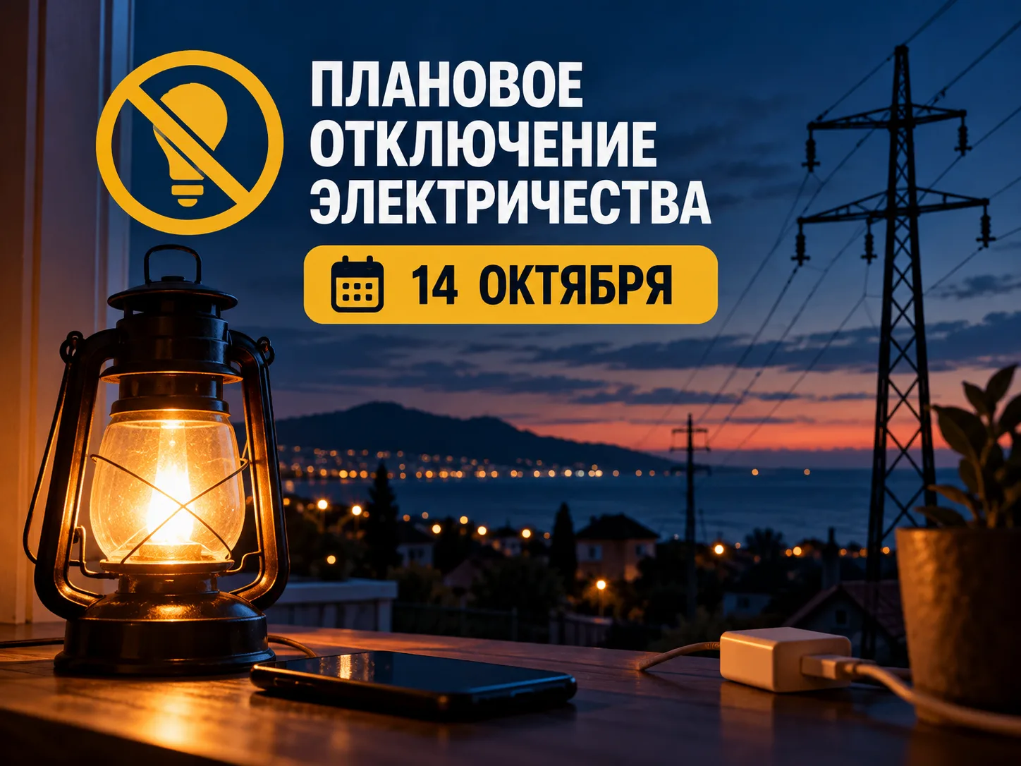 ⚡ Под Анапой 14 октября дважды отключат свет