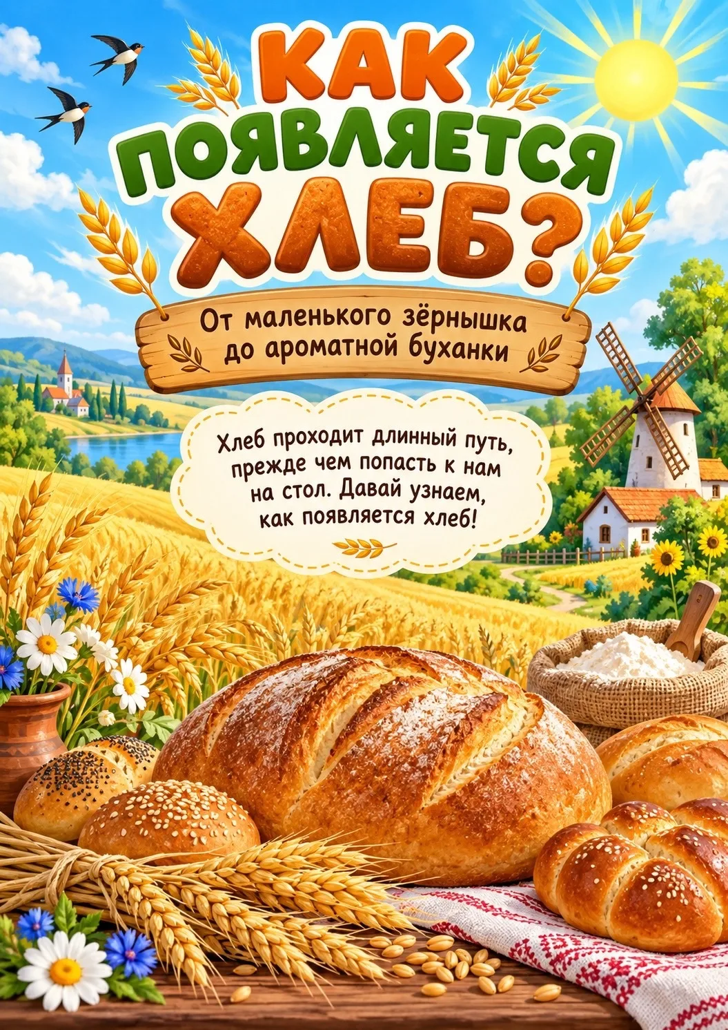 🌾🍞 Как появляется хлеб? Рассказываем малышам! 🍞🌾