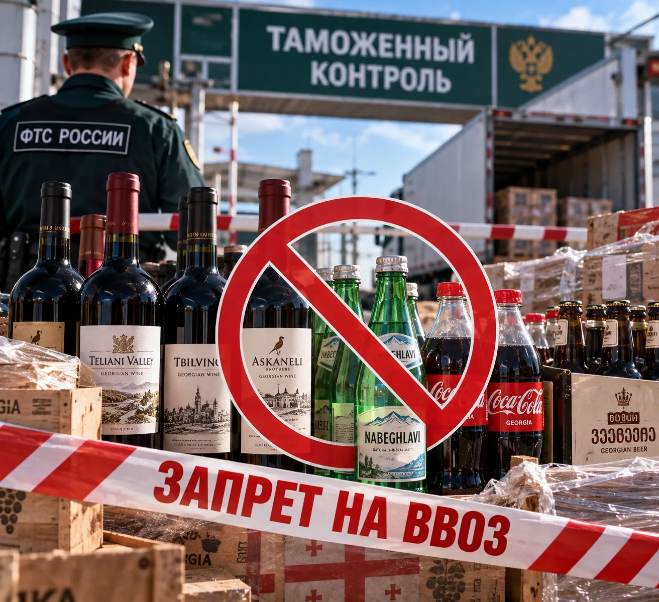 В Россию запретили ввоз грузинских вин, лимонады, минеральную воду и колу.