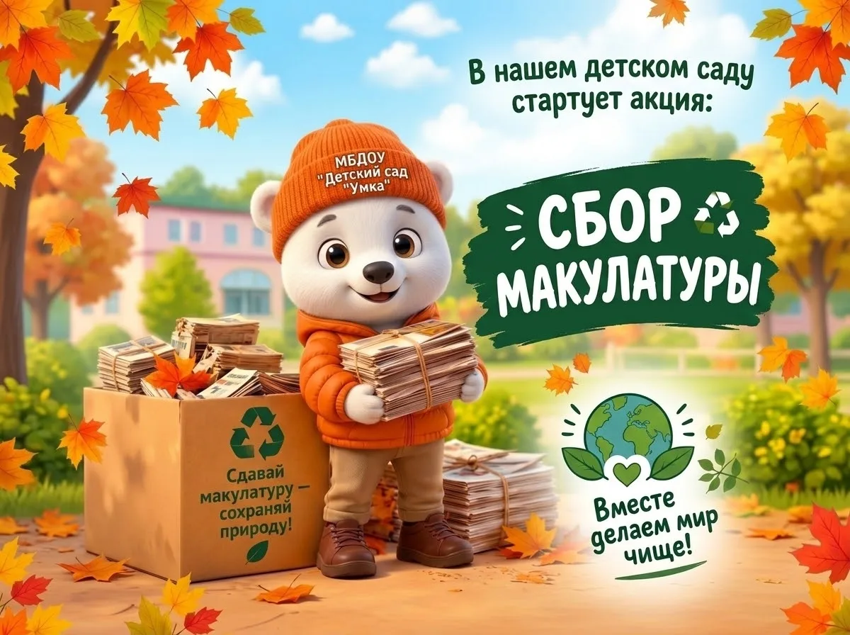 🍁♻🍁 В рамках осеннего месячника по благоустройству запускаем акцию по сбору макулатур...