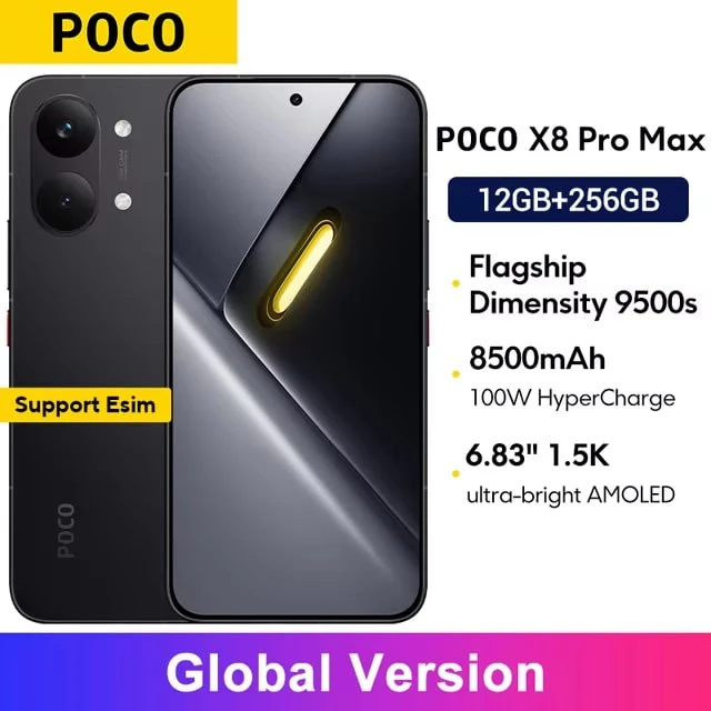 Смартфон Poco X8 Pro Max 5G с процессором Dimensity 9500s и 6,83-дюймовым AMOLED экрано...