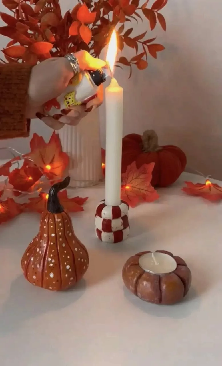 Создаем уютные подсвечники-тыквы из глины 🎃