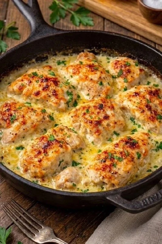 КУРИНОЕ ФИЛЕ В СЛИВОЧНО-ЧЕСНОЧНОМ СОУСЕ ПОД СЫРНОЙ КОРОЧКОЙ 🥘🥘🥘