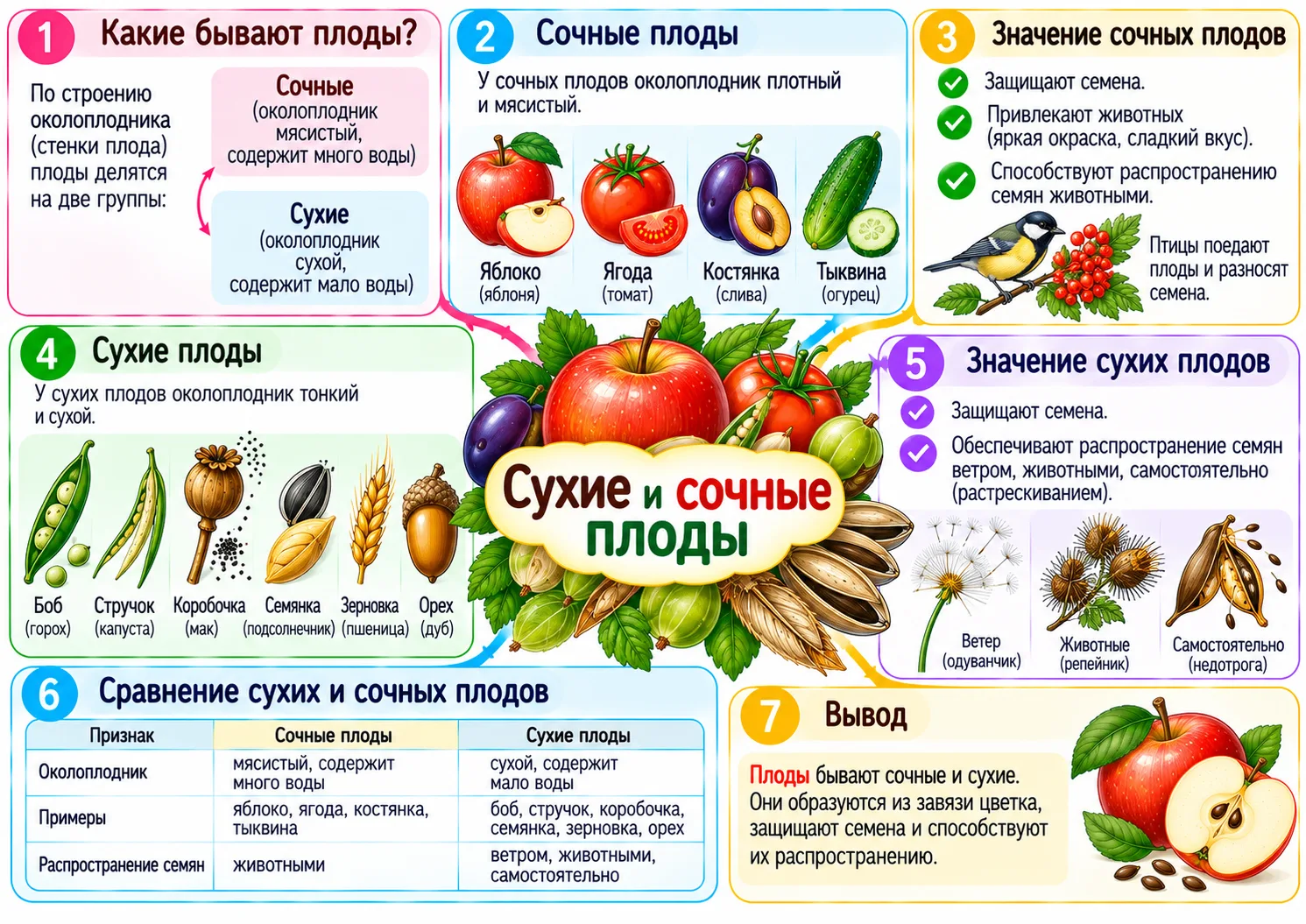 Сухие и сочные плоды