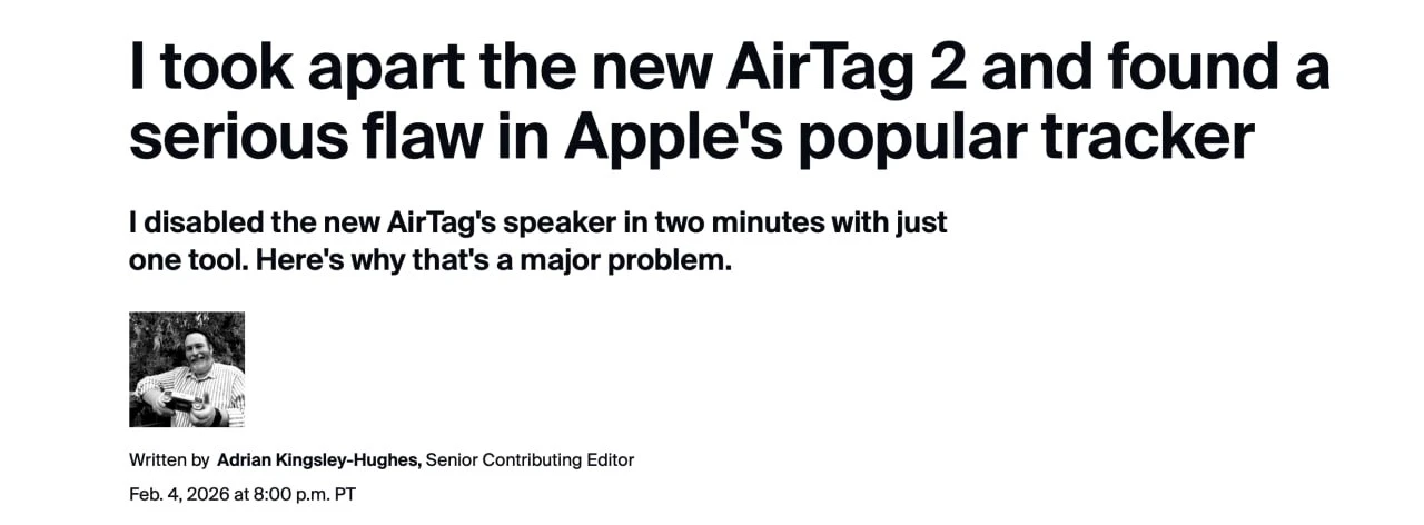 •  В январе этого года компания Apple выпустила обновлённые метки AirTag, которые испол...