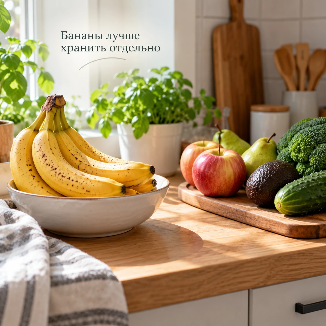 🍌 Почему бананы лучше хранить отдельно?