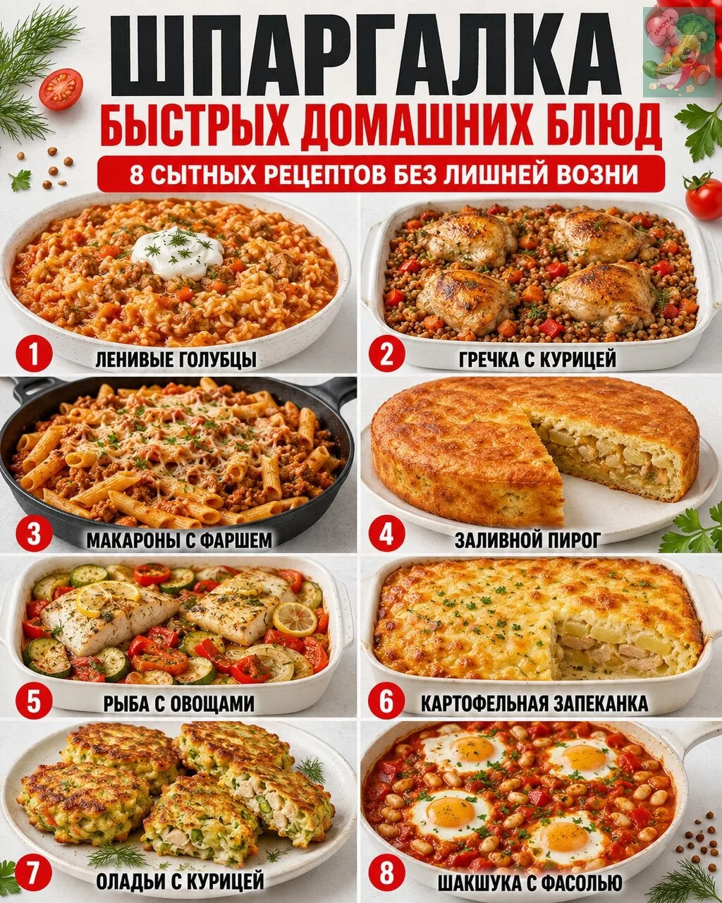 🍽 ШПАРГАЛКА ПО БЫСТРЫМ ДОМАШНИМ БЛЮДАМ ❤