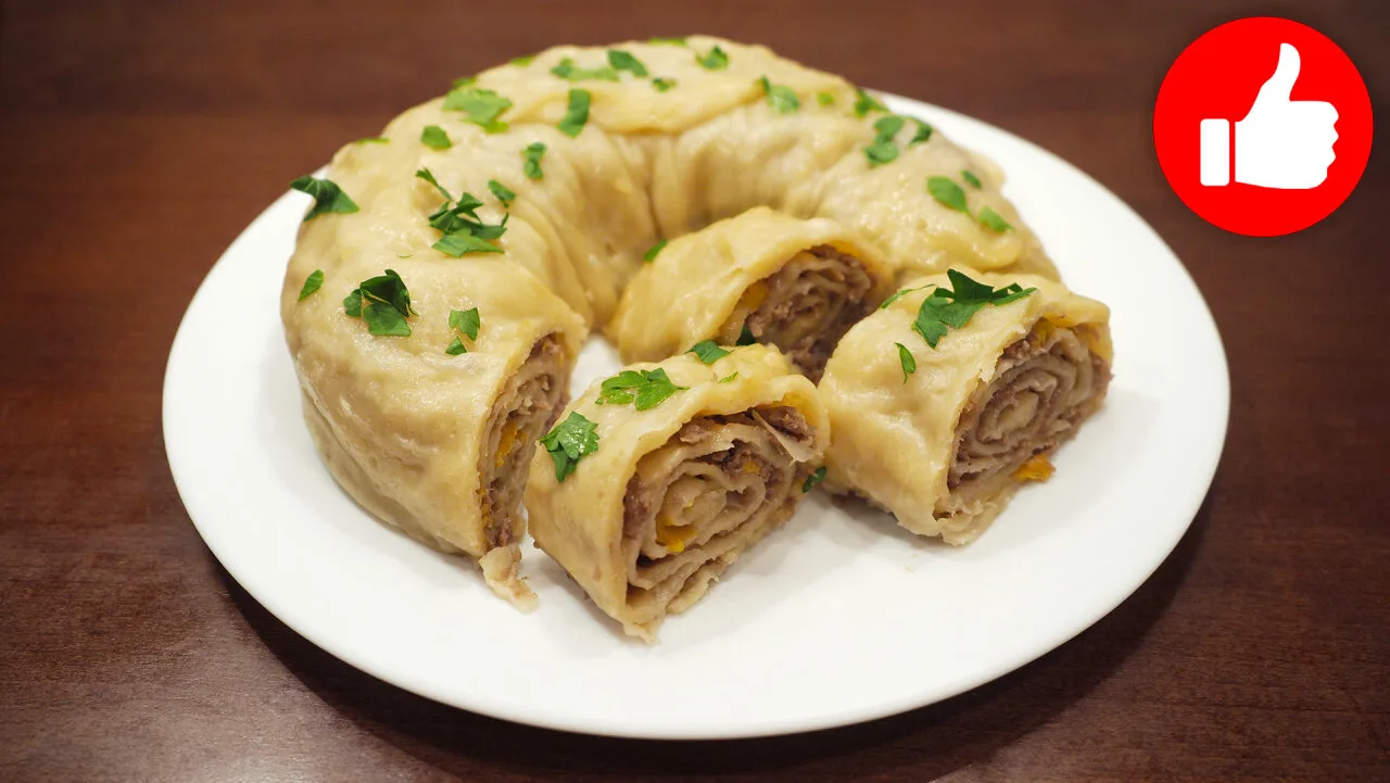 Ханум с фаршем и капустой на пару в мультиварке