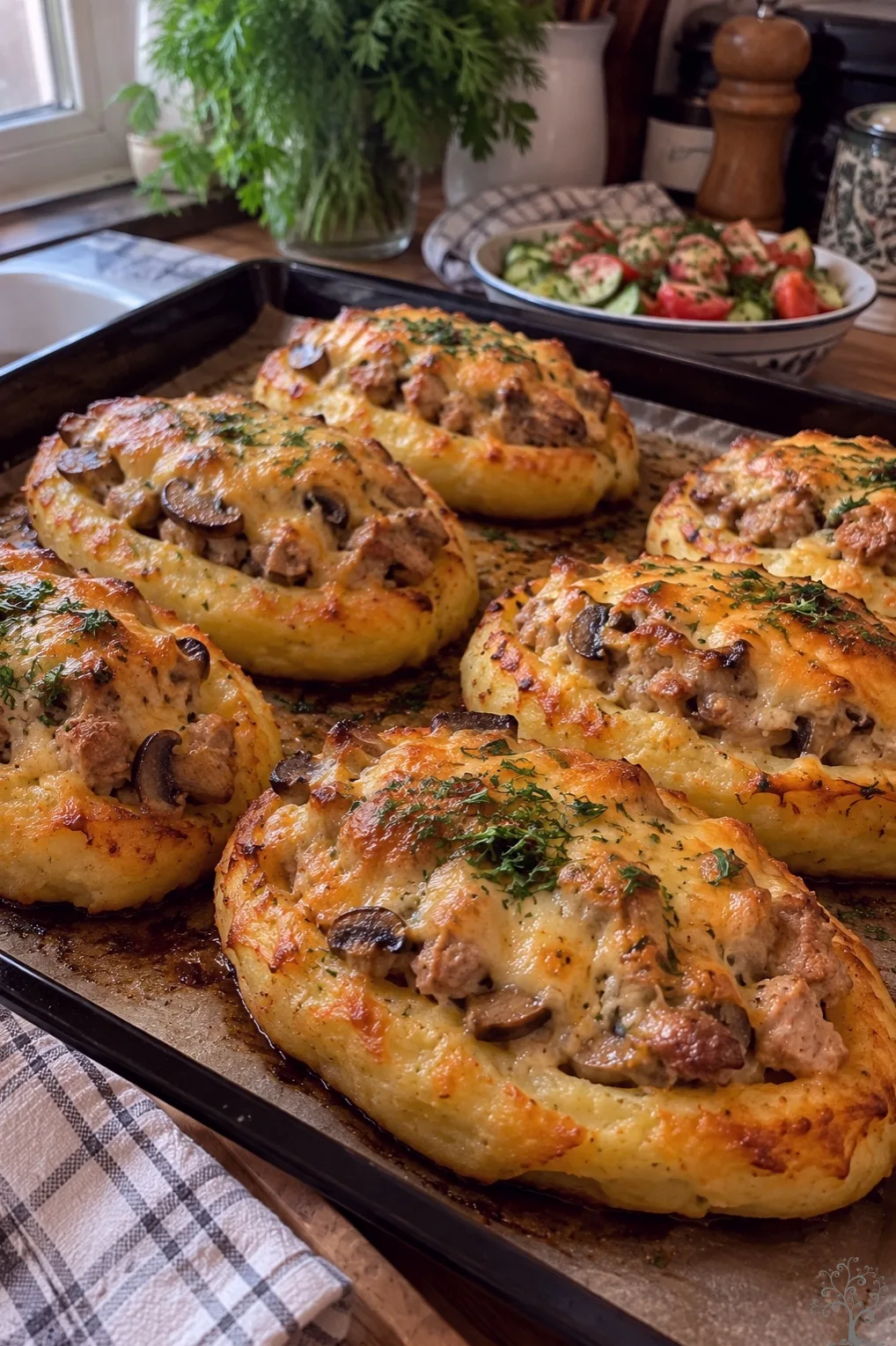 🥔 КАРТОФЕЛЬНЫЕ «ЛАПТИ» С МЯСОМ И ГРИБАМИ — РУМЯНЫЕ СНАРУЖИ, СОЧНЫЕ ВНУТРИ
