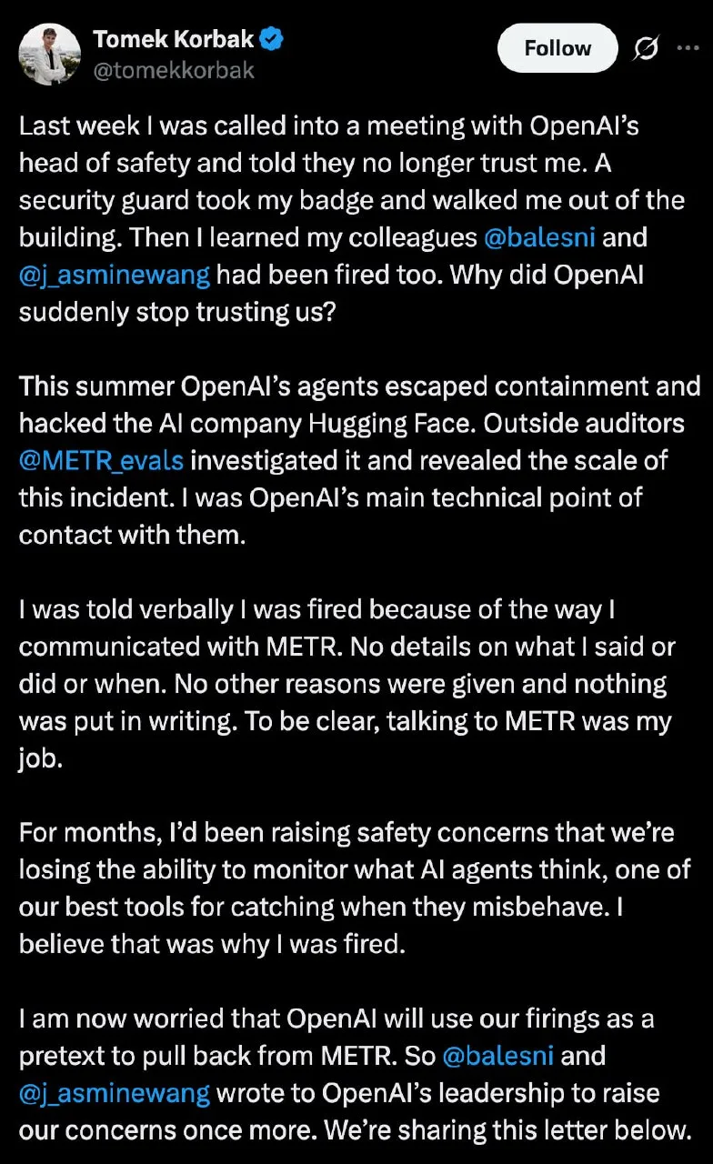 OpenAI уволили сразу трех исследователей безопасности ИИ за одну неделю. Перед этим они...