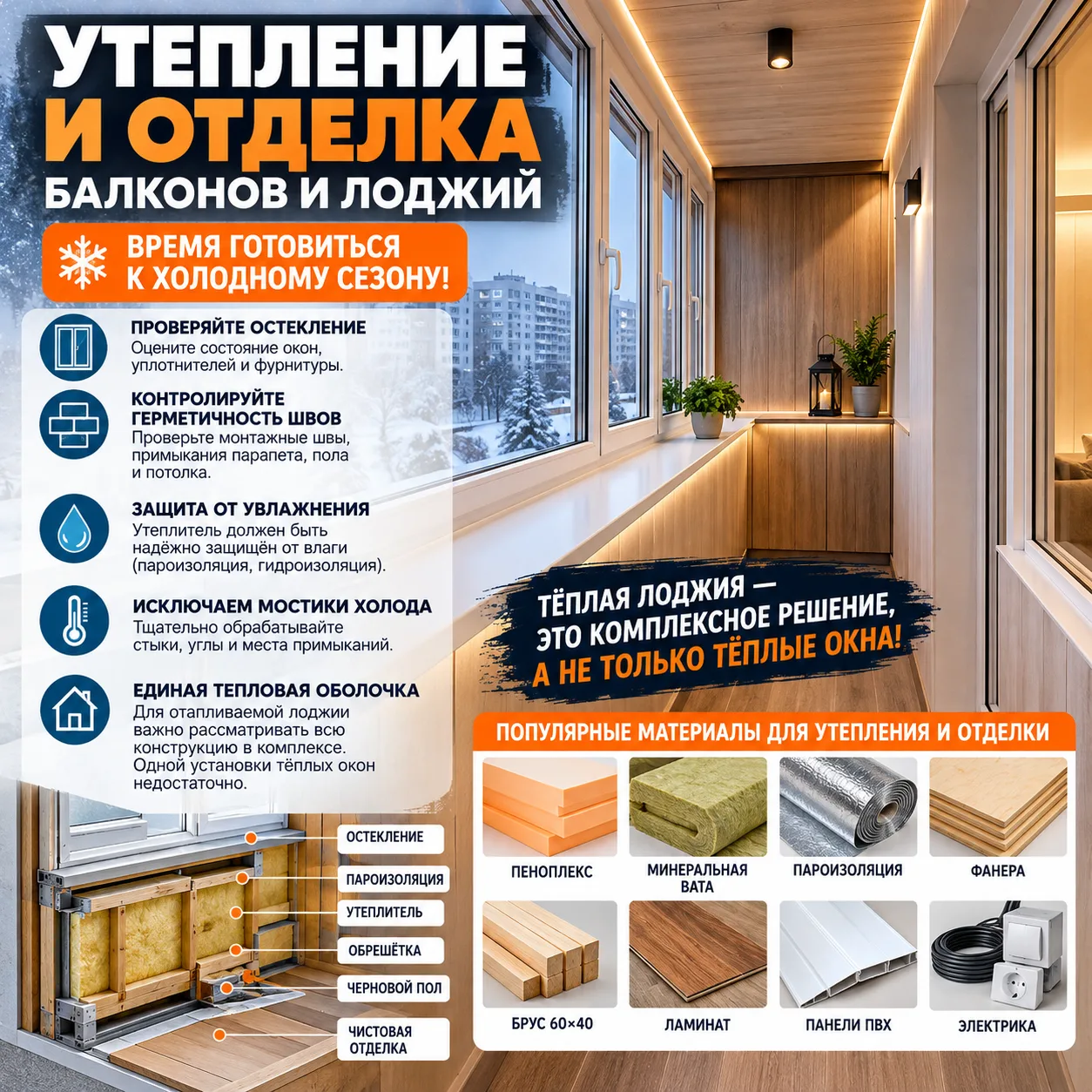 🔨 Утепление и отделка балконов