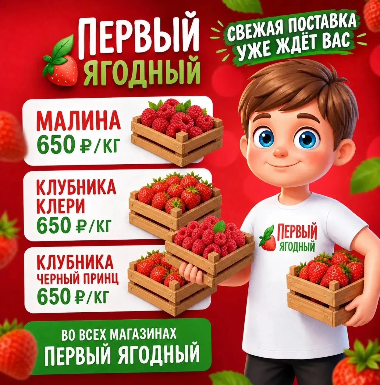 🍓 СВЕЖЕЕ ПОСТУПЛЕНИЕ ВО ВСЕХ МАГАЗИНАХ «ПЕРВЫЙ ЯГОДНЫЙ»! 🍓