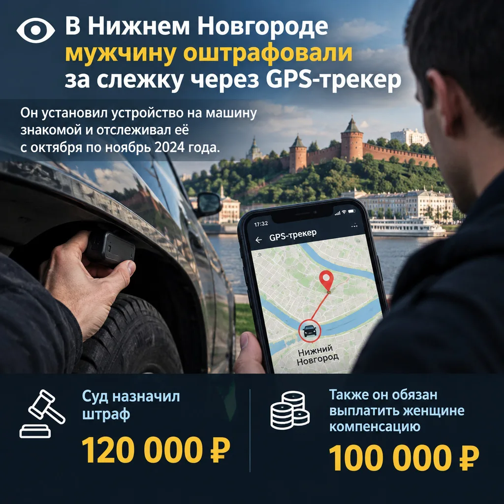 👁 В Нижнем Новгороде мужчину оштрафовали за слежку через GPS-трекер