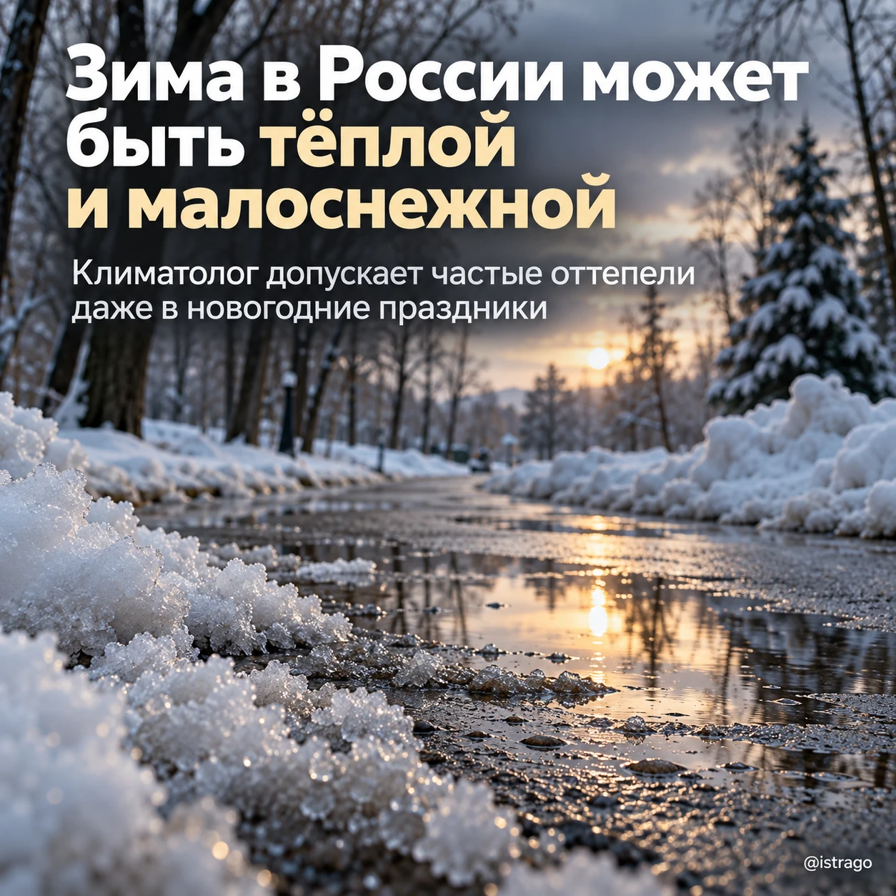 ❄️ Зима в России может оказаться тёплой и малоснежной