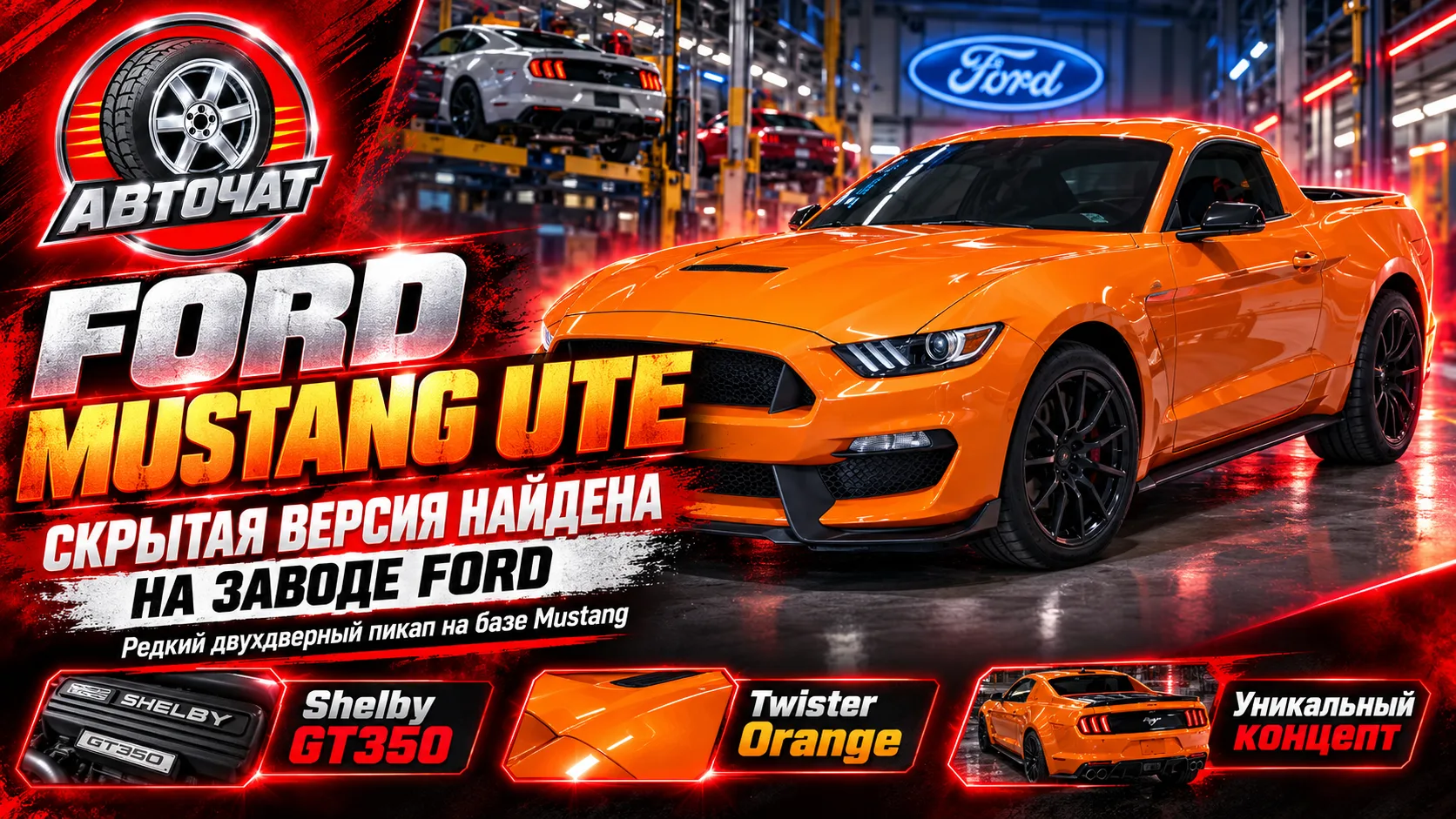 На территории завода Ford найдена скрытая версия Mustang Ute