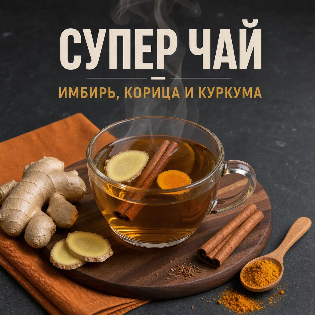 🫚 СУПЕР ЧАЙ — ИМБИРЬ, КОРИЦА И КУРКУМА