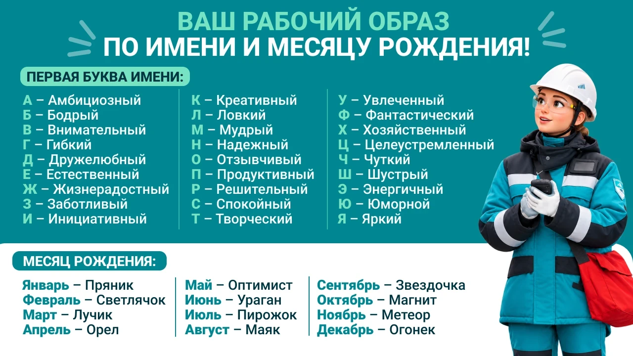 Первая буква имени + месяц рождения = ваш рабочий образ