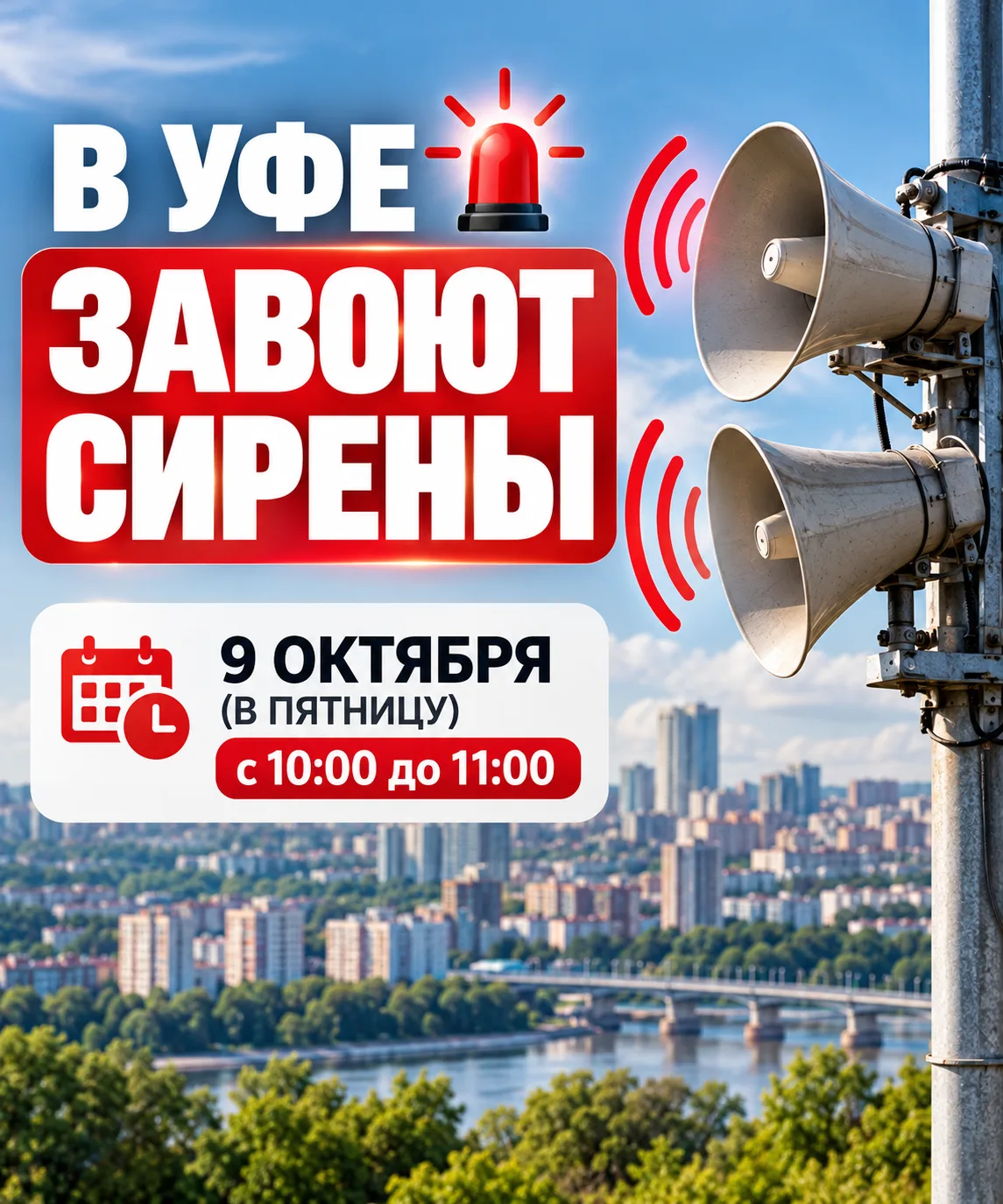 В Уфе 9 октября проверят систему оповещения