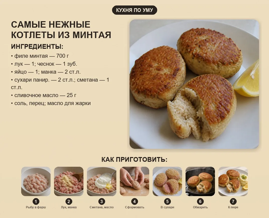 Самые нежные котлеты из минтая