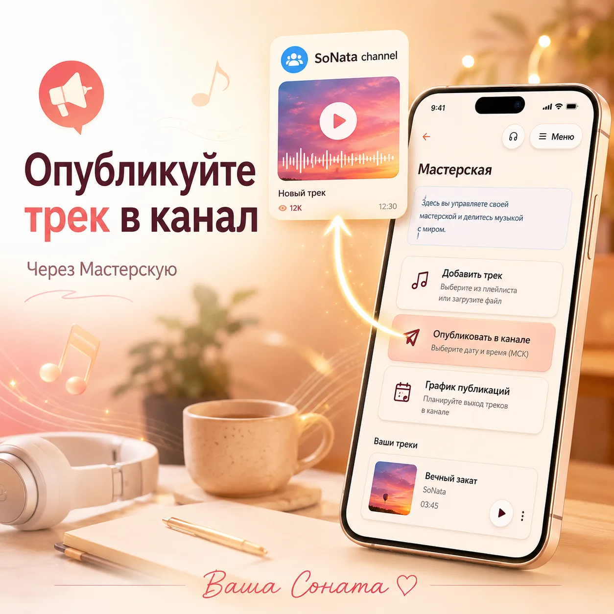 📢 Опубликуйте трек в канал SoNata