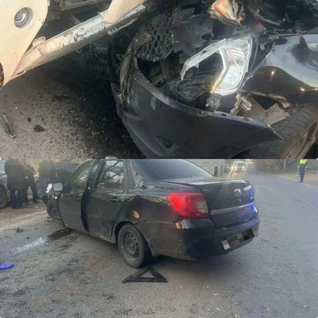 😢В Уфе легковая машина столкнулась со встречным вахтовым автобусом