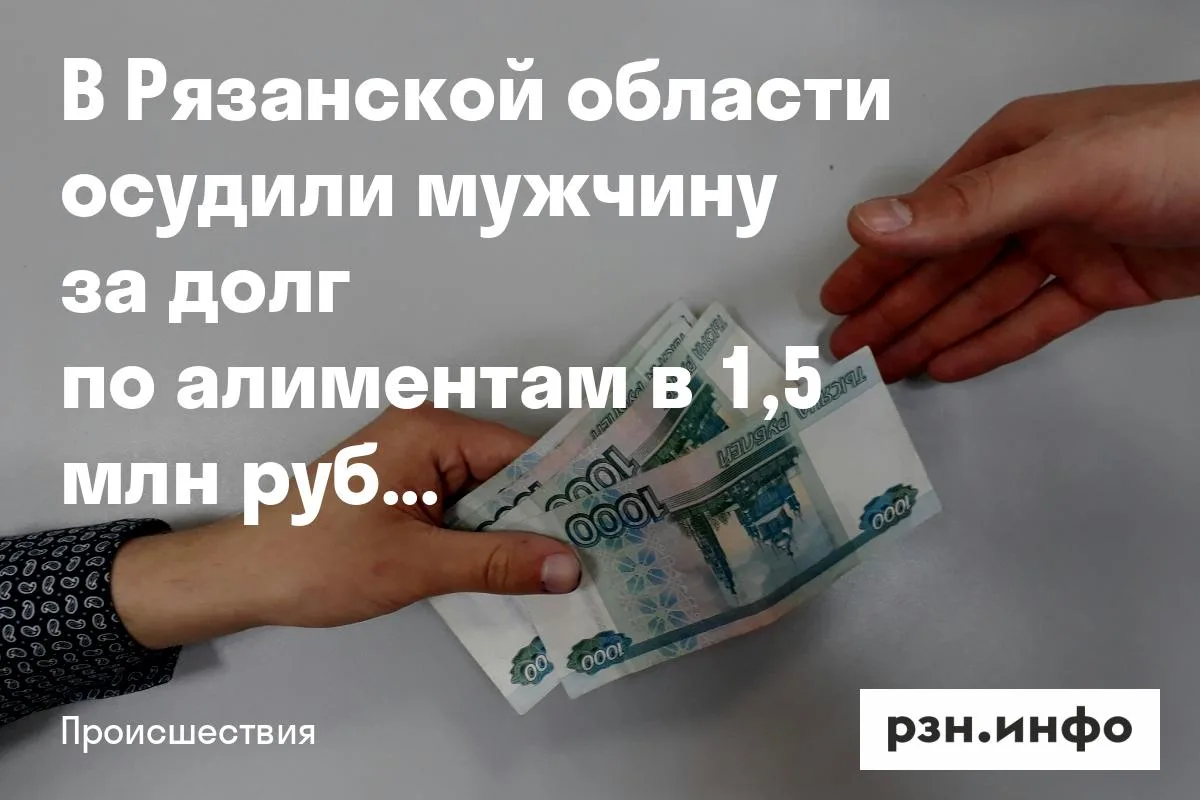 В Рязанской области осудили мужчину за долг по алиментам в 1,5 млн рублей