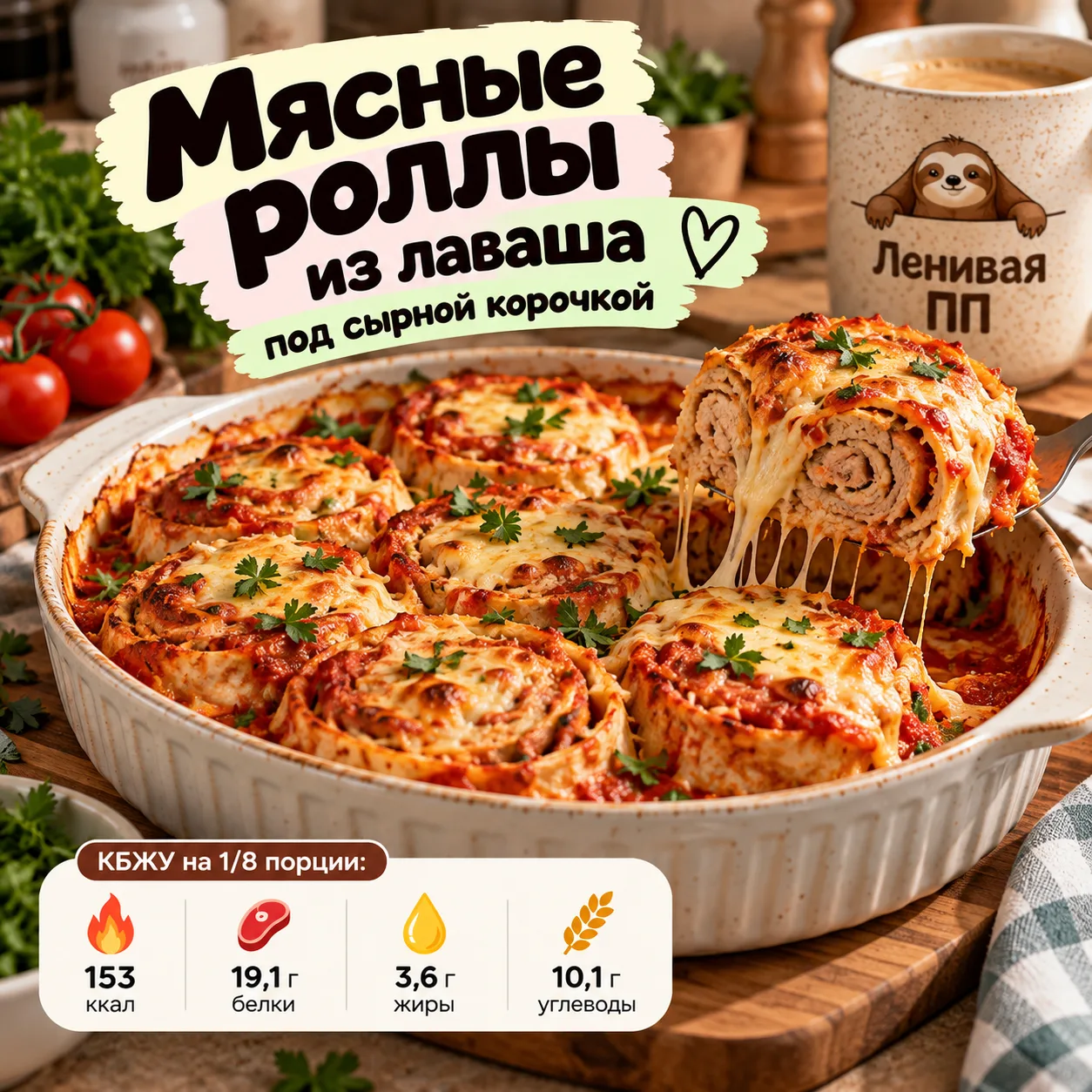 🍗 Мясные роллы из лаваша под сырной корочкой