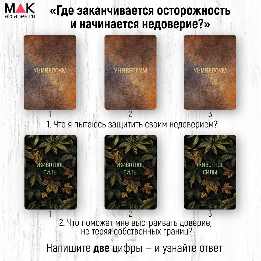🔮 Онлайн-расклад «Где заканчивается осторожность и начинается недоверие?»