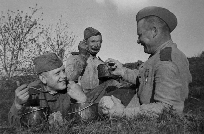 На обеде.