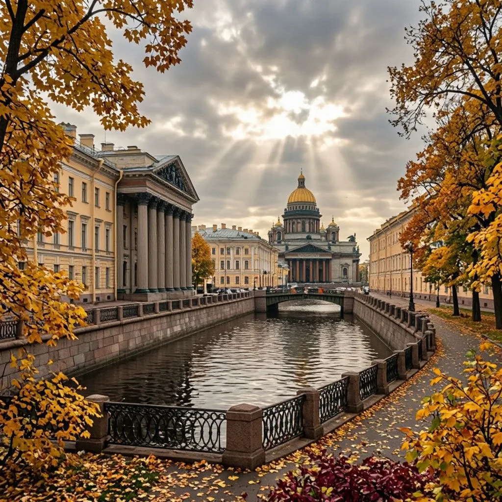 🍂 Октябрь в Петербурге — это особая магия: золотая листва, туман над Невой, отражения ...