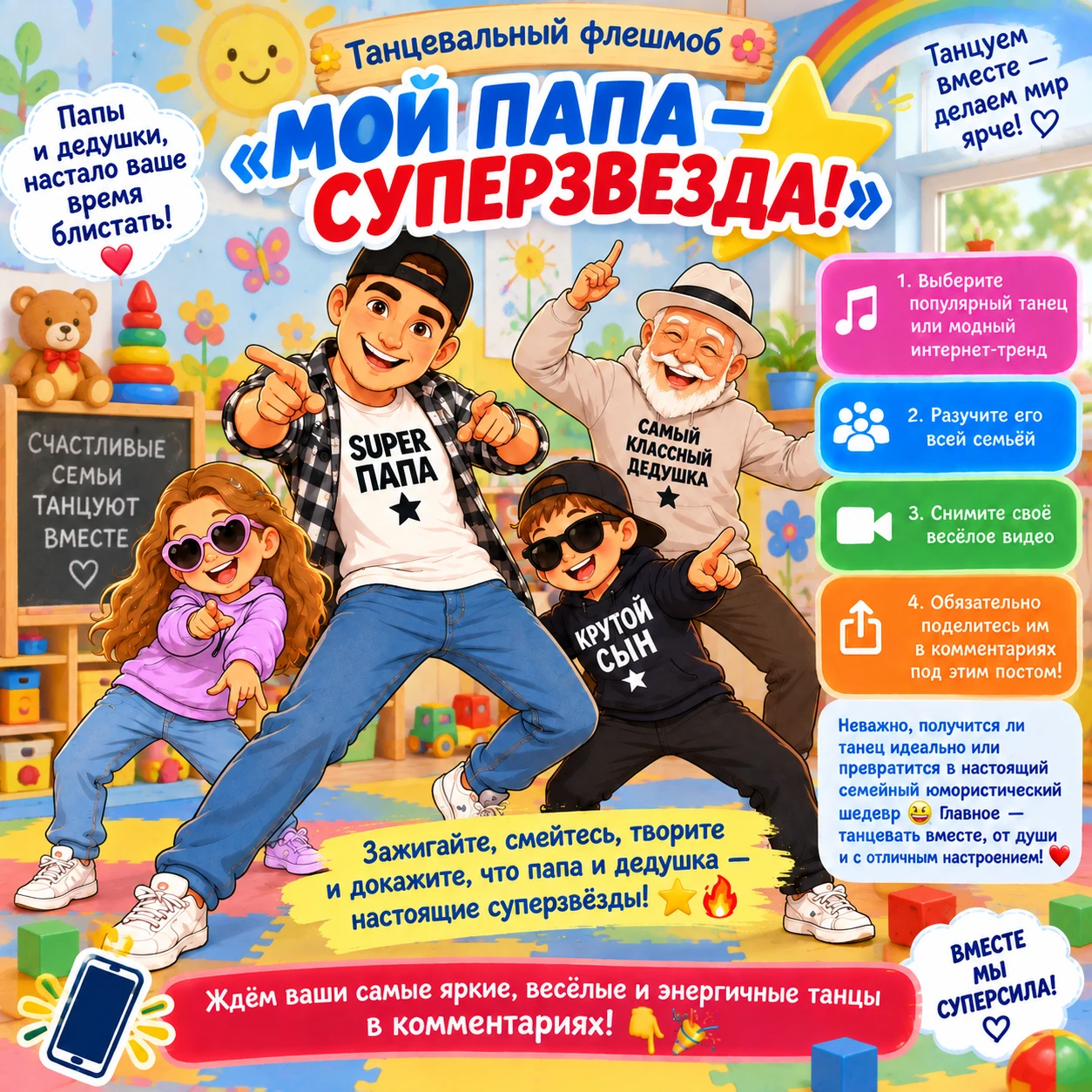 💥 Танцевальный флешмоб «Мой папа — суперзвезда!» 💥