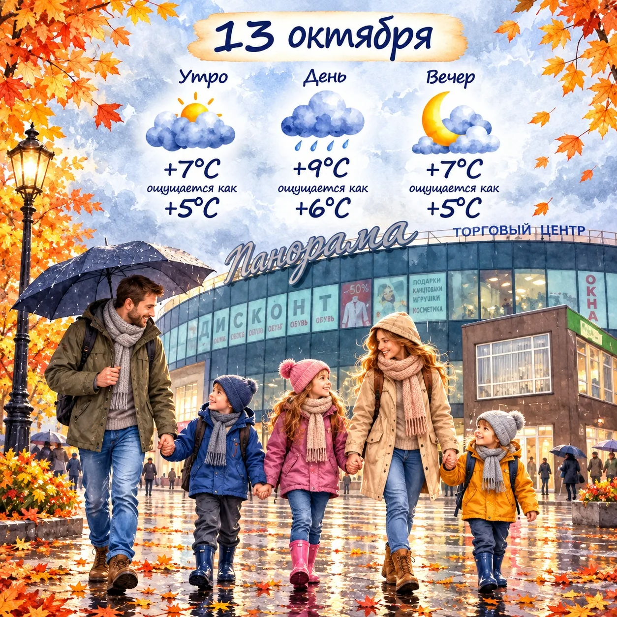 🍂 Как одеть ребёнка завтра, 13 октября?