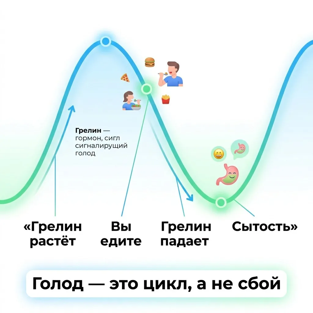 Грелин: почему чувствовать голод — это нормально (и даже полезно) 🧬