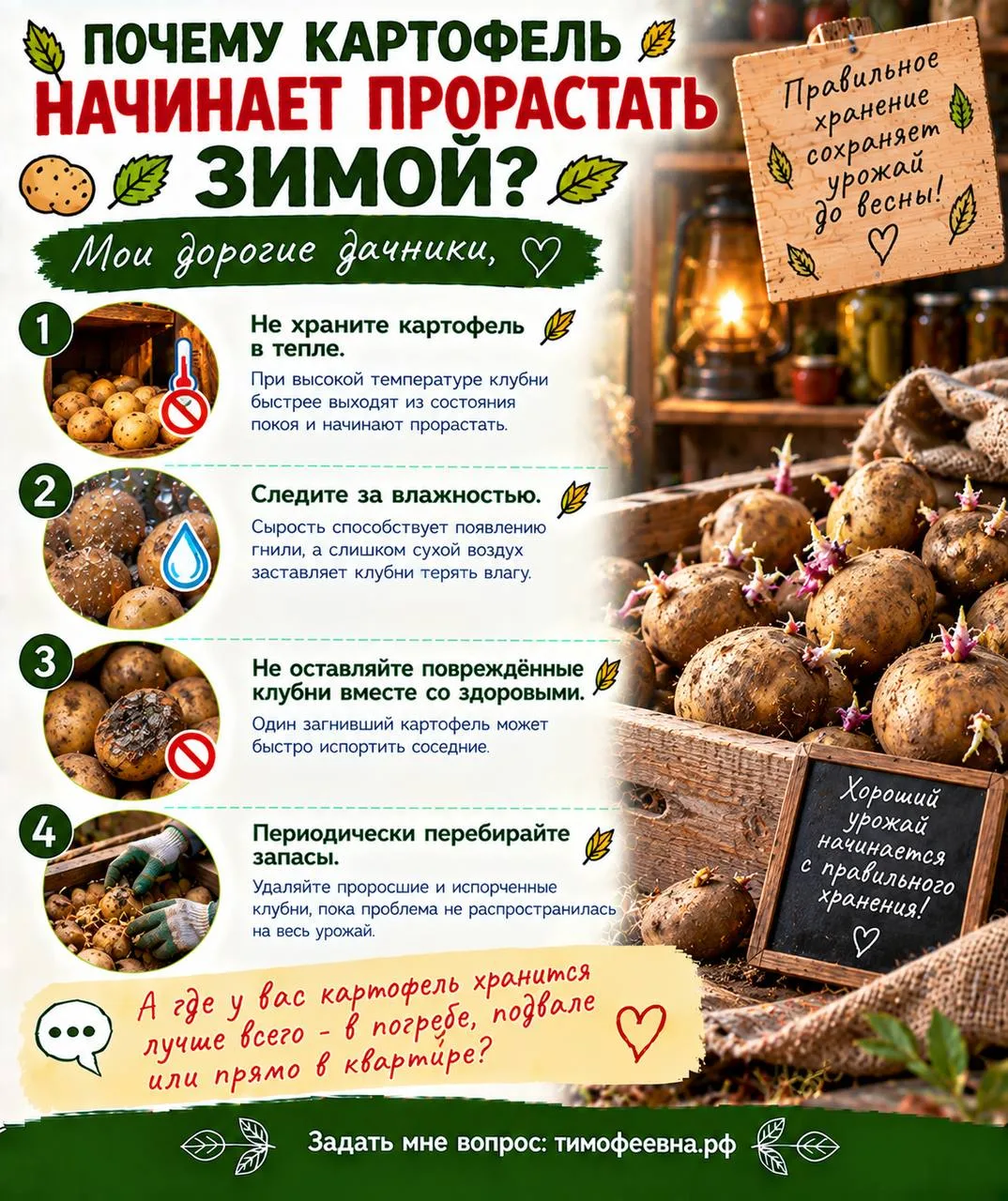 🥔 Почему картофель начинает прорастать зимой?