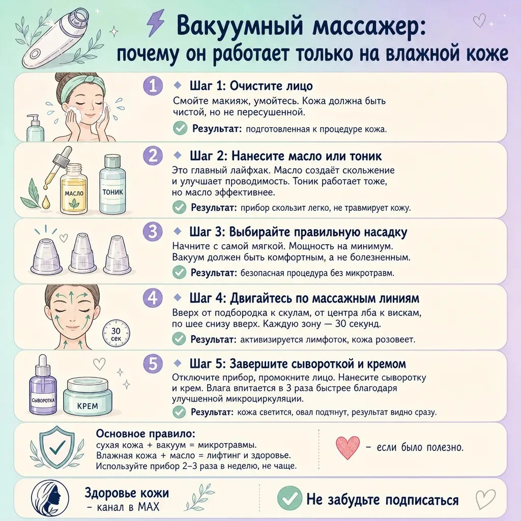 ⚡ Вакуумный массажер: почему он работает только на влажной коже