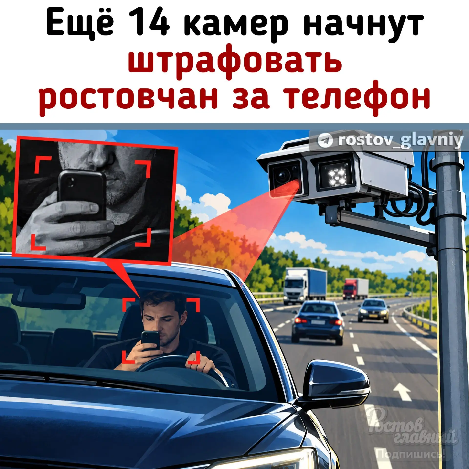 Ещё 14 камер зафиксируют телефон за рулём