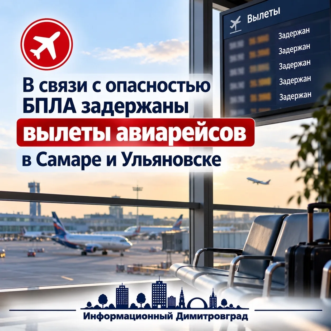 ✈️ В связи с опасностью БПЛА задержаны вылеты авиарейсов в Самаре и Ульяновске