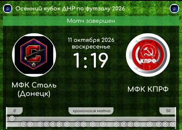 ‎МФК КПРФ Донецк победил в матче по мини-футболу